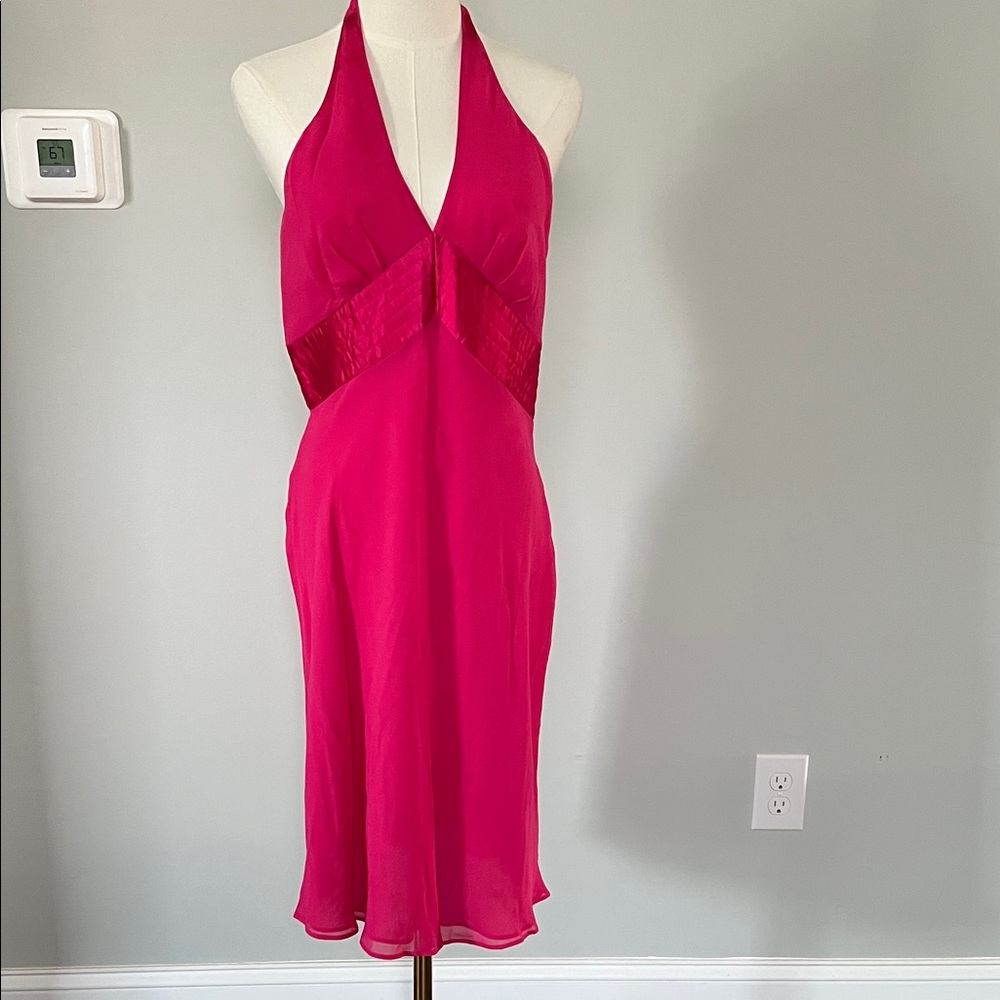 Express Hot Pink Halter Midi Dress